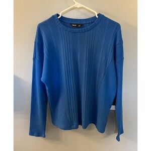 SIMPLY VERA Wang Lightweight Pullover Ribbed Blue Sweater Size Medium NWT